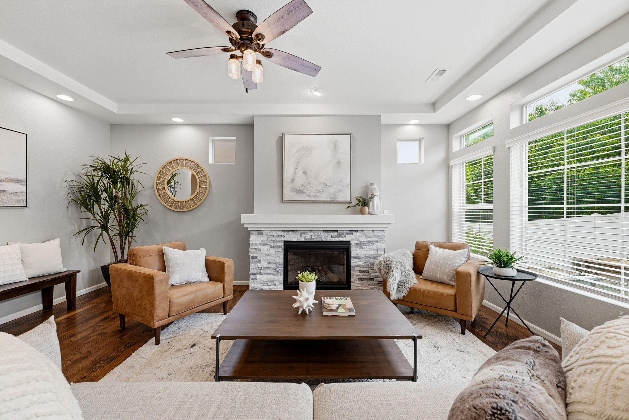 Light-filled living room at Erie Highlands home for sale in Erie, Colorado