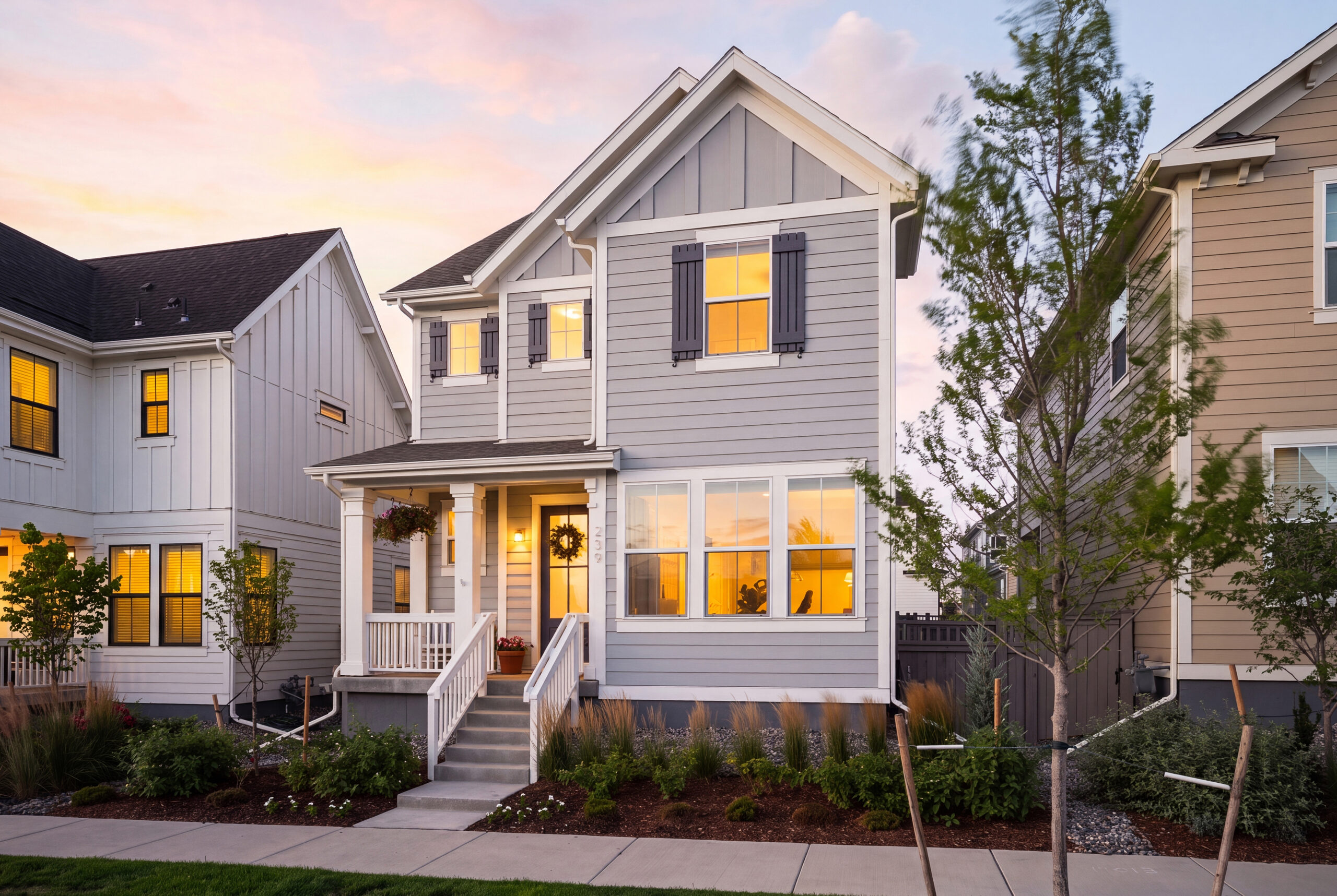 Front exterior of 239 Washington St, a better-than-new Westerly home for sale in Erie, Colorado