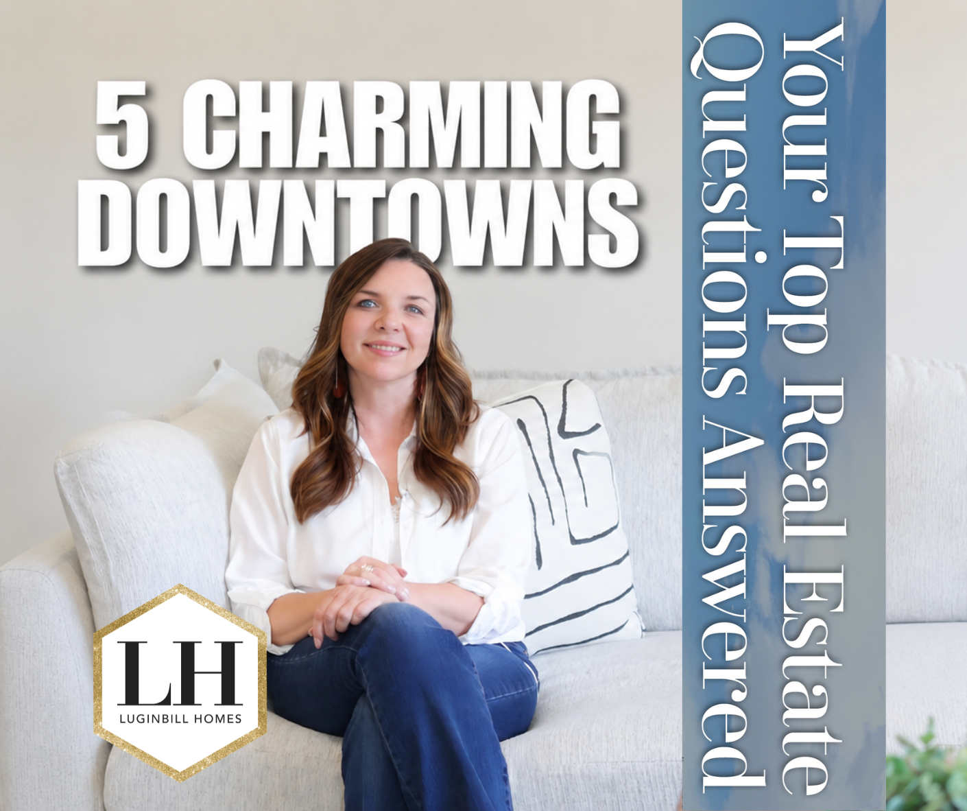 5 Charming Colorado Downtowns featured image with Jessica Luginbill highlighting Erie, Old Town Lafayette, Louisville, Golden, and Longmont.